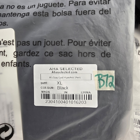 NWT AHA Selected 5" Stay Cool 4 Pocket Short In Black Size XL B72 - Picture 5 of 6